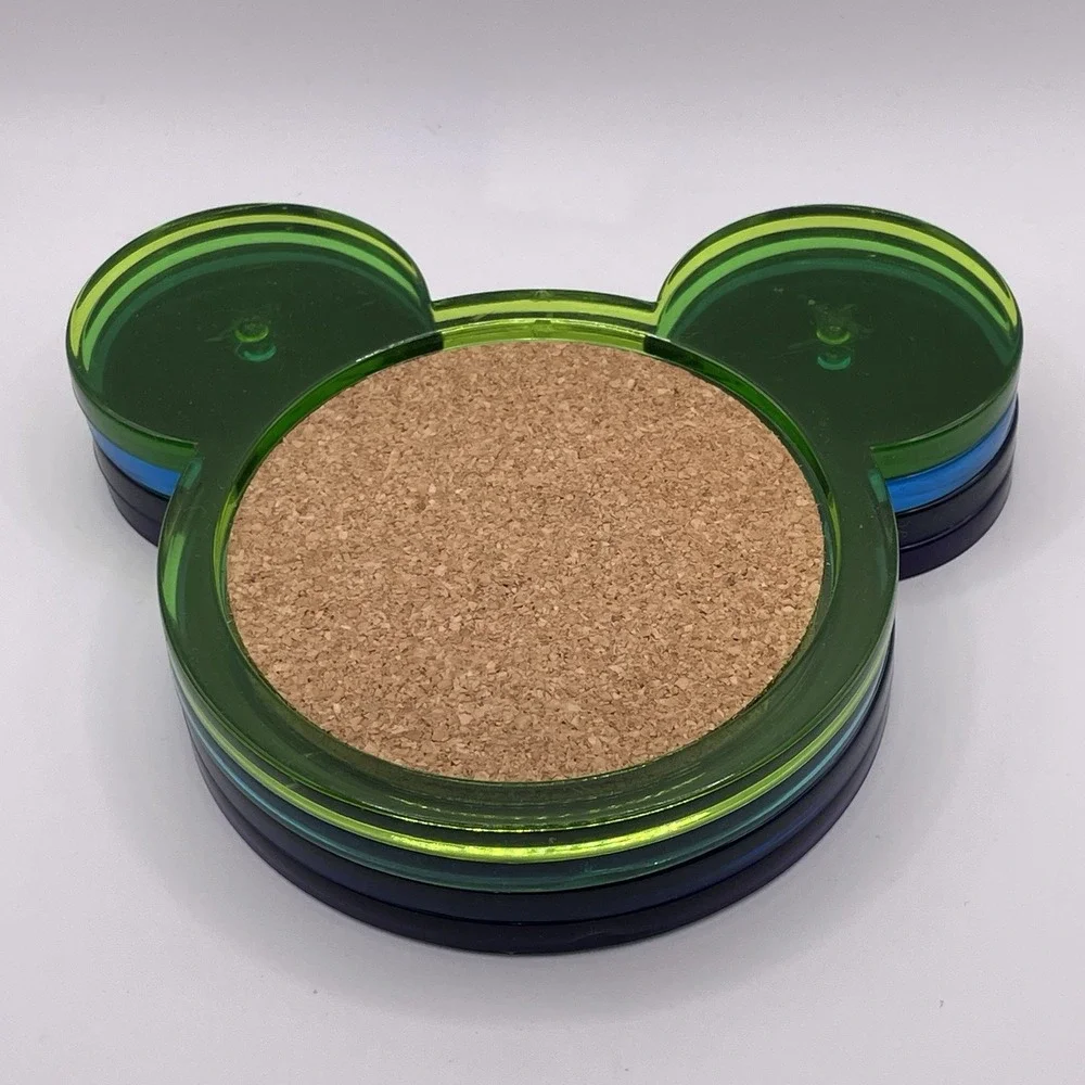 Vintage Disney Mickey Mouse Ears Drink Coasters Plastic Set of‎ 4 Multicolor